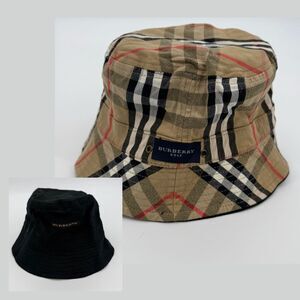 Vintage Burberry Golf Reversible Bucket Hat - Nova Check & Black